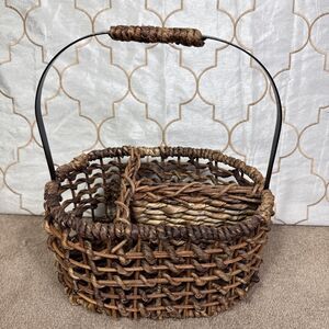 Woven Cutlery Flatware Utensil Caddy Basket Picnic Farmhouse Storage